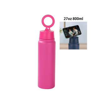 Botella de agua con soporte magnético para teléfono, 800 ml, 27 oz, con pajita, botella de agua aislada al vacío con soporte magnético para celular. - Product Image 5