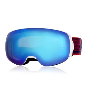 HUBO 11复曲面镜片滑雪板护目镜磁性巨大视图夹锁定可互换防雾OTG定制滑雪护目镜