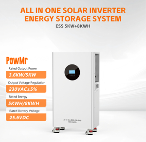 Convertisseur solaire PowMr <span class=keywords><strong>ESS</strong></span> 3.6KW 5KW 230VAc avec batterie LiFePO4 25.6V 5KWH 8KWH pour système complet de stockage d'énergie - Product Image 1