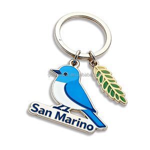 Llavero de metal esmaltado con diseño de pájaro nacional (Pico Azul) y temática de San Marino, personalizado, sin níquel, venta al por mayor - Product Image 1