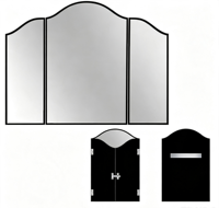Miroir de maquillage moderne à trois volets en alliage d'aluminium léger, miroir de table arqué à 3 panneaux, miroir de sécurité trempé