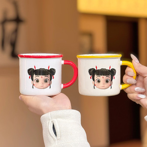 Tasse en céramique Nezha avec poignée, design de dessin animé, pour filles, cadeau d'anniversaire, usage domestique ou au bureau, tasse individuelle - Product Image 3