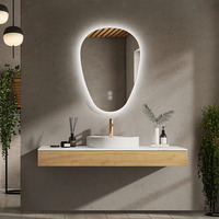 Miroir intelligent LED IP44 pour salle de bain, écran tactile, miroir de vanité asymétrique mural, design graphique moderne