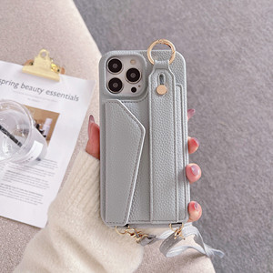 Luxe Faux Cuir Stand Titulaire De La Carte Bandoulière Anneau Boucle Téléphone Cas Sentir pour <span class=keywords><strong>IPhone</strong></span> 16 Pro Max 15 Plus 14 <span class=keywords><strong>13</strong></span> 12 11 - Product Image 1