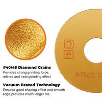 Disque de meulage diamanté de 75 mm de diamètre pour outils électroportatifs, meuleuse d'angle, pour marbre, céramique, quartz