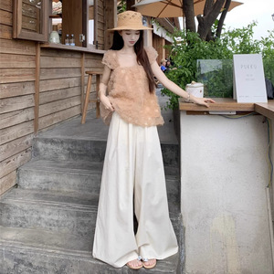 Camisa de manga corta con malla tridimensional de estilo industrial para mujer, cuello cuadrado francés, holgada, para verano - Product Image 5