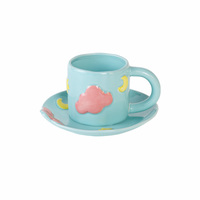 Tasses à café créatives en céramique nordique de grande capacité de 360 ml avec peinture à la main lune et soleil tasse en porcelaine avec plateau