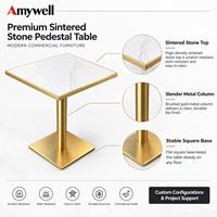 Ensemble de table à manger en pierre frittée aspect marbre moderne, qualité commerciale, luxe, pieds en métal durables, meubles pour restaurant, hôtel, café