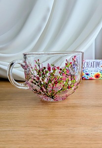 Set <span class=keywords><strong>de</strong></span> regalo empresarial: Taza <span class=keywords><strong>de</strong></span> cristal personalizada con texto pintado a mano, nombre y flor <span class=keywords><strong>de</strong></span> nacimiento, diseño <span class=keywords><strong>de</strong></span> madreselva, regalo <span class=keywords><strong>de</strong></span> cumpleaños moderno <span class=keywords><strong>de</strong></span> doble pared. - Product Image 4