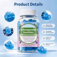 Bonbons gélifiés à l'extrait de racine d'ashwagandha haute puissance OEM, enrichis en vitamine D2, pour hommes, femmes et adultes. Non recommandé aux femmes enceintes. Soutien musculaire.