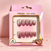 Ongles à presser chromés œil de chat violet lavande, courts, carrés, réutilisables, en gel souple, faux ongles, lot de 30 pièces, vente en gros