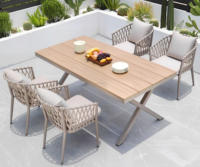 Chaise de salle à manger moderne d'extérieur en aluminium tressé, empilable, imperméable, avec coussin, pour villas, patios et cafés de jardin