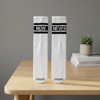 Chaussettes de sport unisexes blanches à motif tissé sur la cheville, taille moyenne, imprimées Now Never