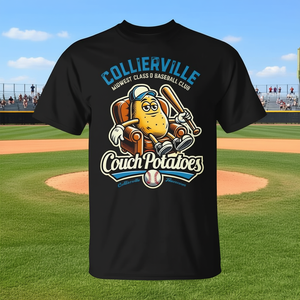 T-shirt de baseball Collierville Couch Potatoes, vêtements d'équipe de la ligue secondaire classe D - Product Image 3