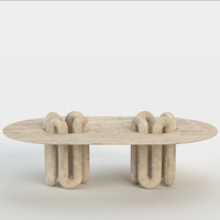 Ensemble de tables à manger Kumusi en travertin beige, forme de tuyau, design moderne