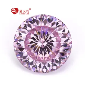 wholesale price 5a synthetic cz round shape light pink bird's nest cut cubic zirconia