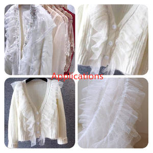 Largeur 12cm <span class=keywords><strong>blanc</strong></span> plissé maille dentelle bord garniture robe de mariée jupe vêtements tissu couture bricolage artisanat - Product Image 3