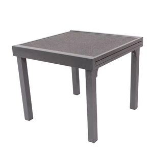 Leisure Modern Outdoor Dining Extension <b>Table</b> 90/180cm Dark Gray <b>Aluminum</b> Glass Top Metal for Parks Exteriors - Product Image 5