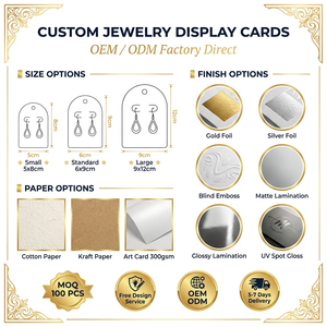 Tarjeta de exhibición de pendientes de joyería con retrato de acuarela personalizado, papel de algodón, lámina dorada, nombre de marca, OEM, ODM, venta al por mayor de fábrica, MOQ bajo - Product Image 5