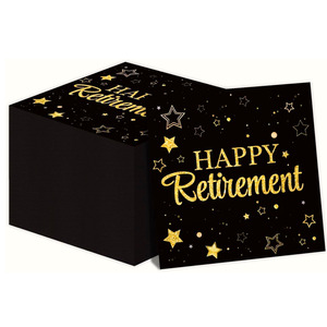 Servilletas de Papel Desechables de 2 Capas, Color Negro y Dorado, para Decoración de Fiestas de Jubilación, Cenas de <span class=keywords><strong>Despedida</strong></span> - Product Image 1