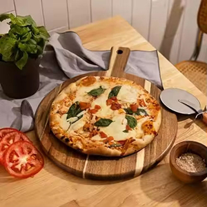 Tabla de cortar redonda de madera de acacia, bloque de cortar rectangular con asa para carne, queso, verduras, pan y charcutería - Product Image 6