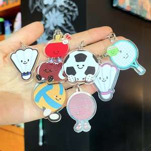 Lindo plástico acrílico llavero <span class=keywords><strong>Mesa</strong></span> <span class=keywords><strong>tenis</strong></span> baloncesto fútbol colgante regalo conjunto para entusiastas <span class=keywords><strong>de</strong></span> los deportes - Product Image 1