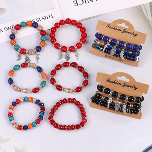 Commercio all'ingrosso a buon mercato stile Boho gioielli elastici grappoli di perline ciondolo pila di bracciale elasticizzato set per le donne degli uomini - Product Image 3