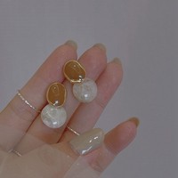 Pendientes Colgantes Coreanos Vintage al por Mayor, con Colores Contrastantes y Geometría Irregular, Pendientes de Esmalte para Mujer