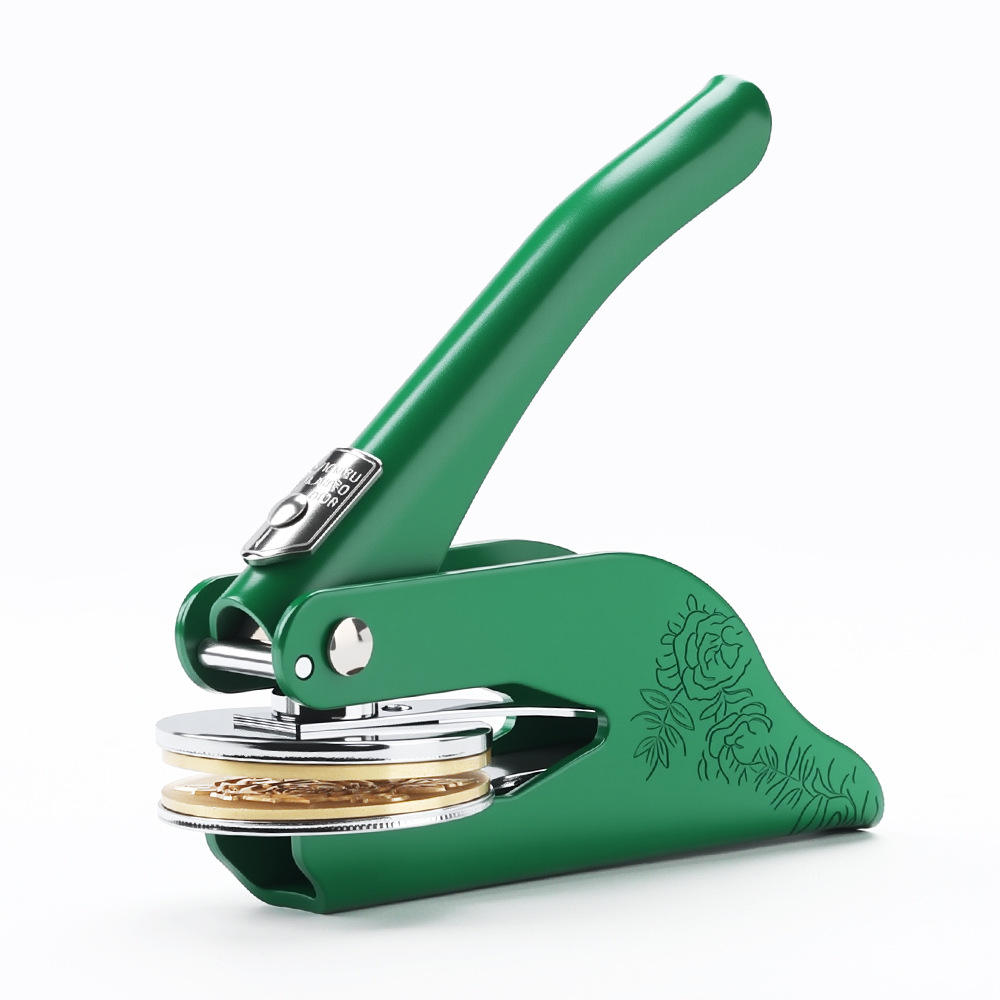 Pince à estamper - vert herbe (gravure incluse)