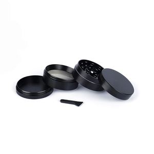 55MM Zinc Alloy Black Four-Layer Flat Dry <b>Herb</b> <b>Grinder</b> Portable in Stock - Product Image 3