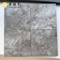 Carreaux de travertin argenté naturel à coupe transversale - Poli et rempli, pour murs et sols intérieurs/extérieurs (60x60, 30x60, 30x30 cm)
