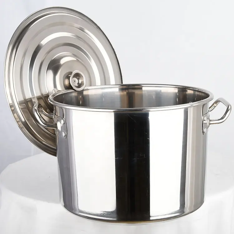 Eco-friendly Commercial Large Pasta Stew Cooking Pot Set Stainless Steel Soup&Stock Pots Heavy Duty Food Bucket Stock Pot