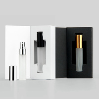 Botol Semprot Parfum Mini Portabel dari Kaca 3ml 5ml 10ml Isi Ulang Kosong untuk Perjalanan 	 Kotak Hitam Putih