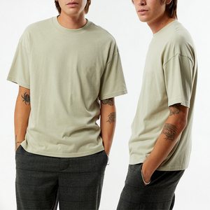 Camiseta KingSen de color sólido lavado para hombre, de algodón grueso, informal, para uso diario, lisa, personalizable, de manga corta. - Product Image 1