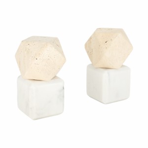 Fermalibri esagonali moderni in marmo per scaffali, libreria domestica, fermalibri decorativi - Product Image 3