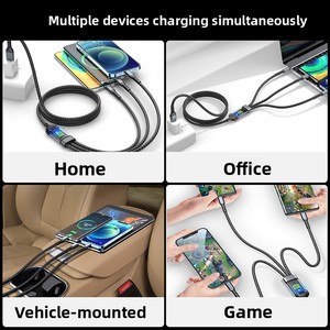Câble de charge super rapide 100W trois-en-un avec <span class=keywords><strong>connecteur</strong></span> Type-C pour téléphones mobiles, voyant lumineux - Product Image 4