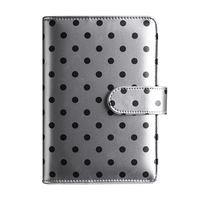 Carnet de planification financière SYC à feuilles mobiles A6 en cuir rigide à pois avec fermeture magnétique et multiples compartiments pour le suivi des travaux