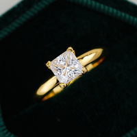Élégante bague en argent S925 plaqué or 18 carats avec moissanite taille princesse, bague solitaire en argent sterling 925
