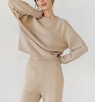 Ensemble pull-over pantalon en cachemire d'hiver pour femmes, respirant, à col ras du cou, vêtements pour femmes, vente en gros sur mesure