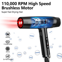 Pengering Rambut Profesional Salon 1800W BLDC Motor 3-Kecepatan Ionik Inframerah dengan Nozzle Konsentrator untuk Penggunaan Hotel & RV Luar Ruangan