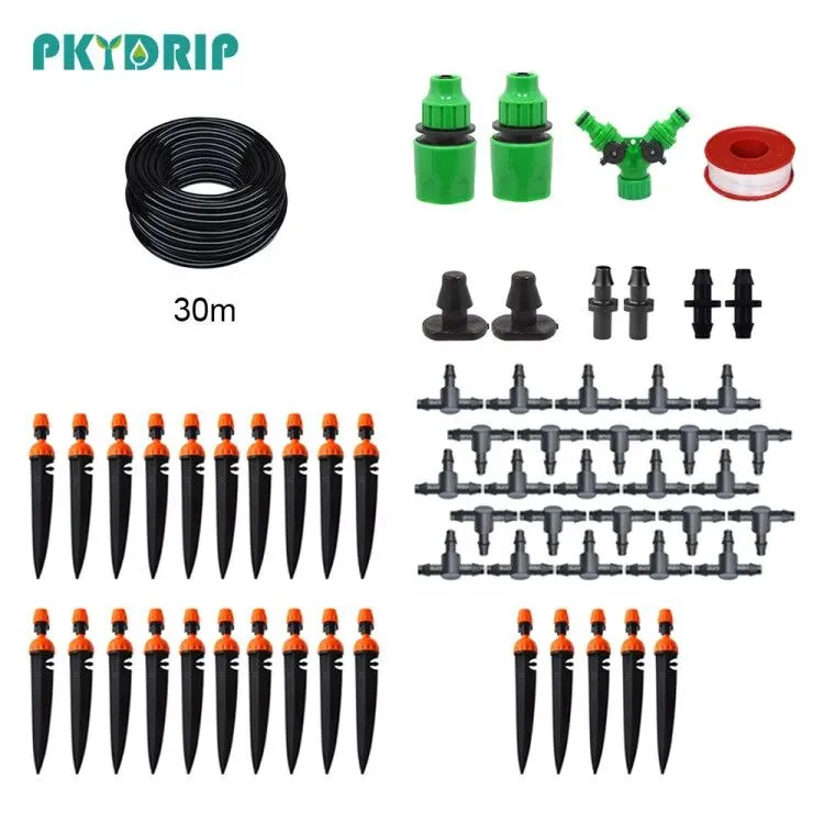 PKYDRIP 30m PVC hortum DIY otomatik sulama kitleri turuncu sprey bahçe sulama sulama kiti