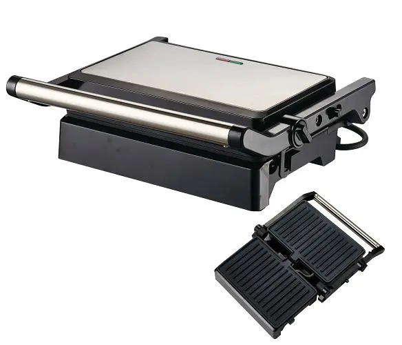 Grill électrique inclinable, w, en acier inoxydable, avec dispositif d'inclinaison