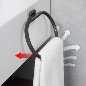 Wall Mounted Towel Rack Bathroom Towel Ring <b>Plastic</b> Round Towel Rack <b>Hook</b> Rings for Bathroom Kitchen Wall Door - Product Image 3