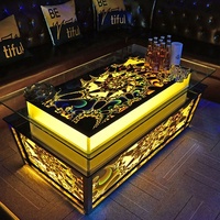 Ensemble de meubles de luxe pour bar et discothèque Table de bar multifonctionnelle en acier inoxydable avec éclairage LED pour salle de karaoké Ktv