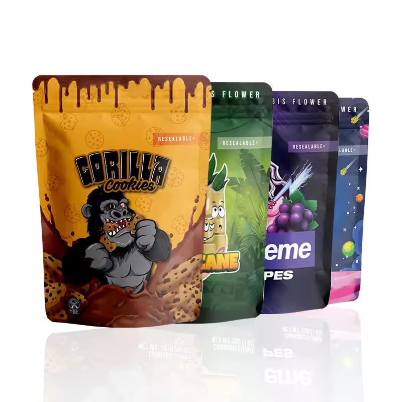 Custom Printing Your Own Logo Food Edible Resealable Smell Proof Stand Up Pouch Packaging Mylar Bag With Child Proof Ziplock