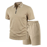Ensemble deux pièces d'été haut de gamme pour homme : short et t-shirt à manches courtes, coupe ample, imperméable, uni, confortable et respirant