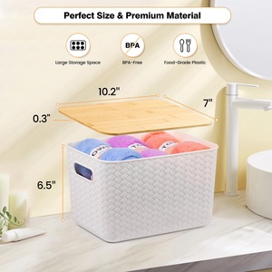 <span class=keywords><strong>4</strong></span> gói <span class=keywords><strong>l</strong></span>ưu trữ thùng với nắp tre nhựa <span class=keywords><strong>l</strong></span>ưu trữ <span class=keywords><strong>container</strong></span> - Product Image 2