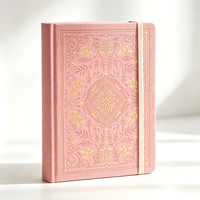 Carnet A5 à couverture rigide en tissu rose, motif floral, avec dorure à chaud personnalisée, pour journal intime et papeterie