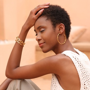 Brazalete Ajustable de Alta Calidad con Cadena de Eslabones Pequeños, Chapado en Oro de 18K, Accesorios de Latón, BF182032 - Product Image 6