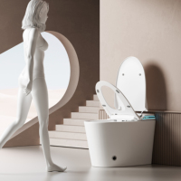 WC intelligent haut de gamme au design moderne, cuvette entièrement intelligente avec télécommande, siphon en S au sol, siège chauffant, double chasse d'eau, air chaud